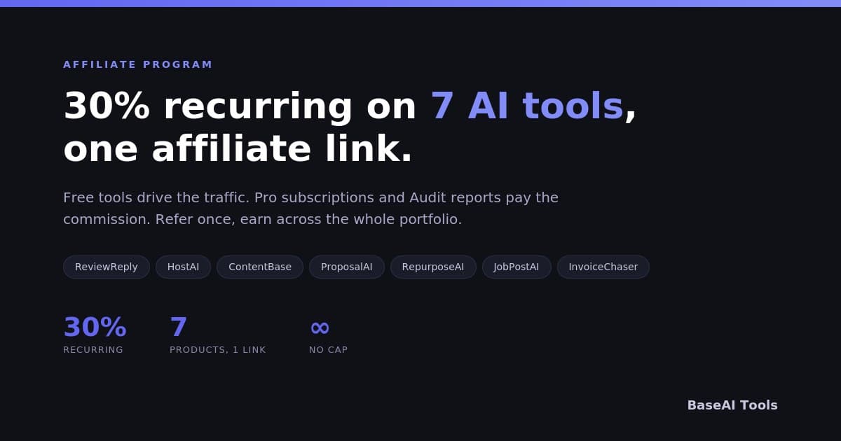 BaseAI Tools - Earn 30% on 7 AI tools