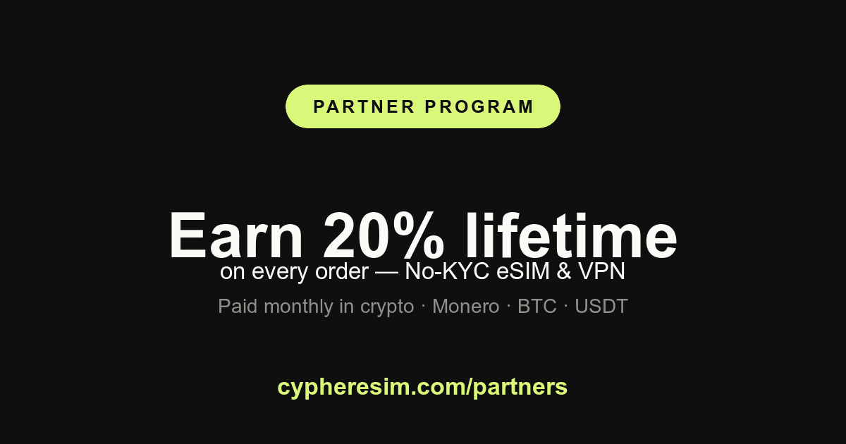 Cypher eSIM & VPN - No-KYC crypto eSIM & VPN