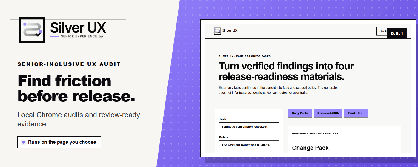 Silver UX - Senior-inclusive UX audits
