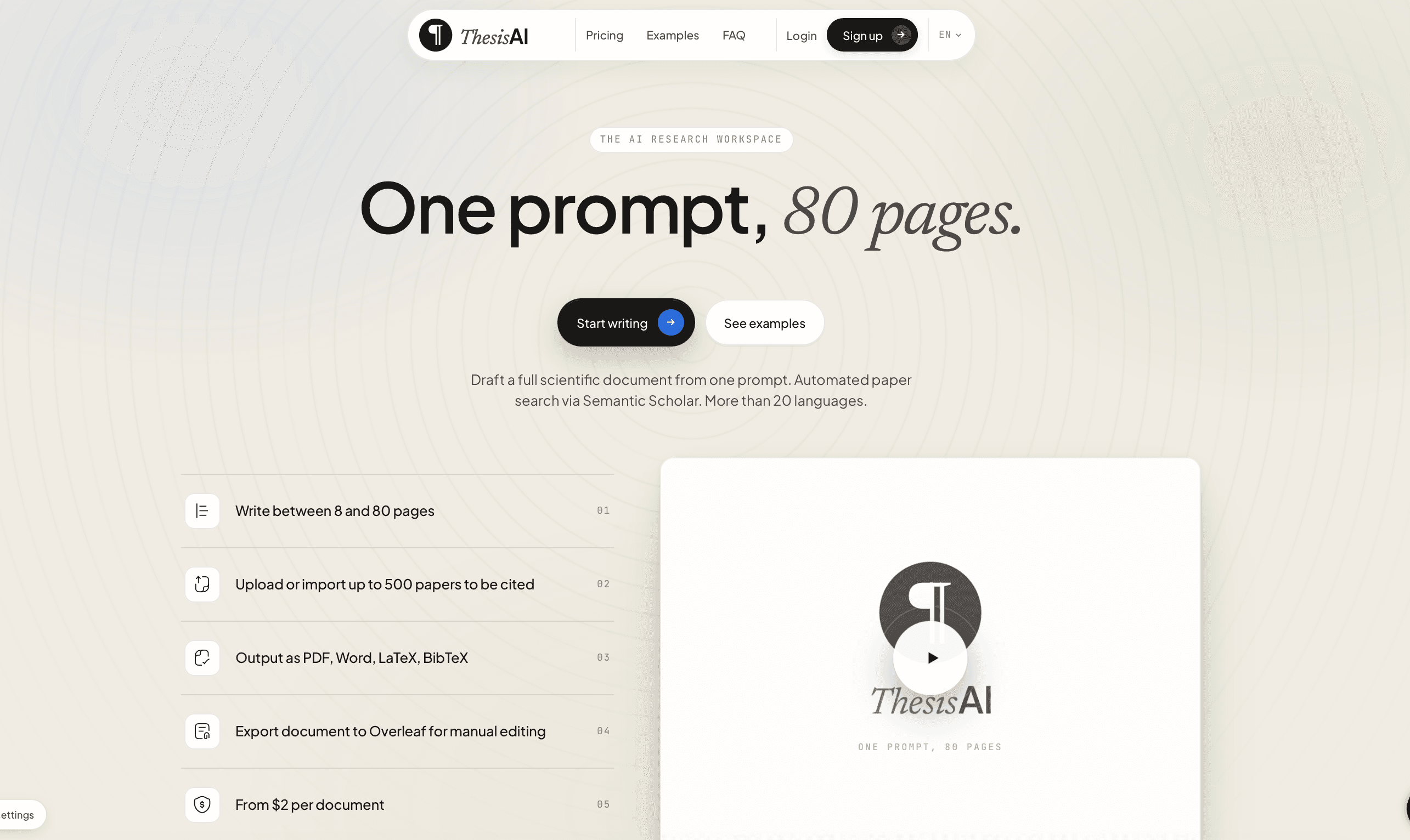 ThesisiAI - AI academic writing assistant