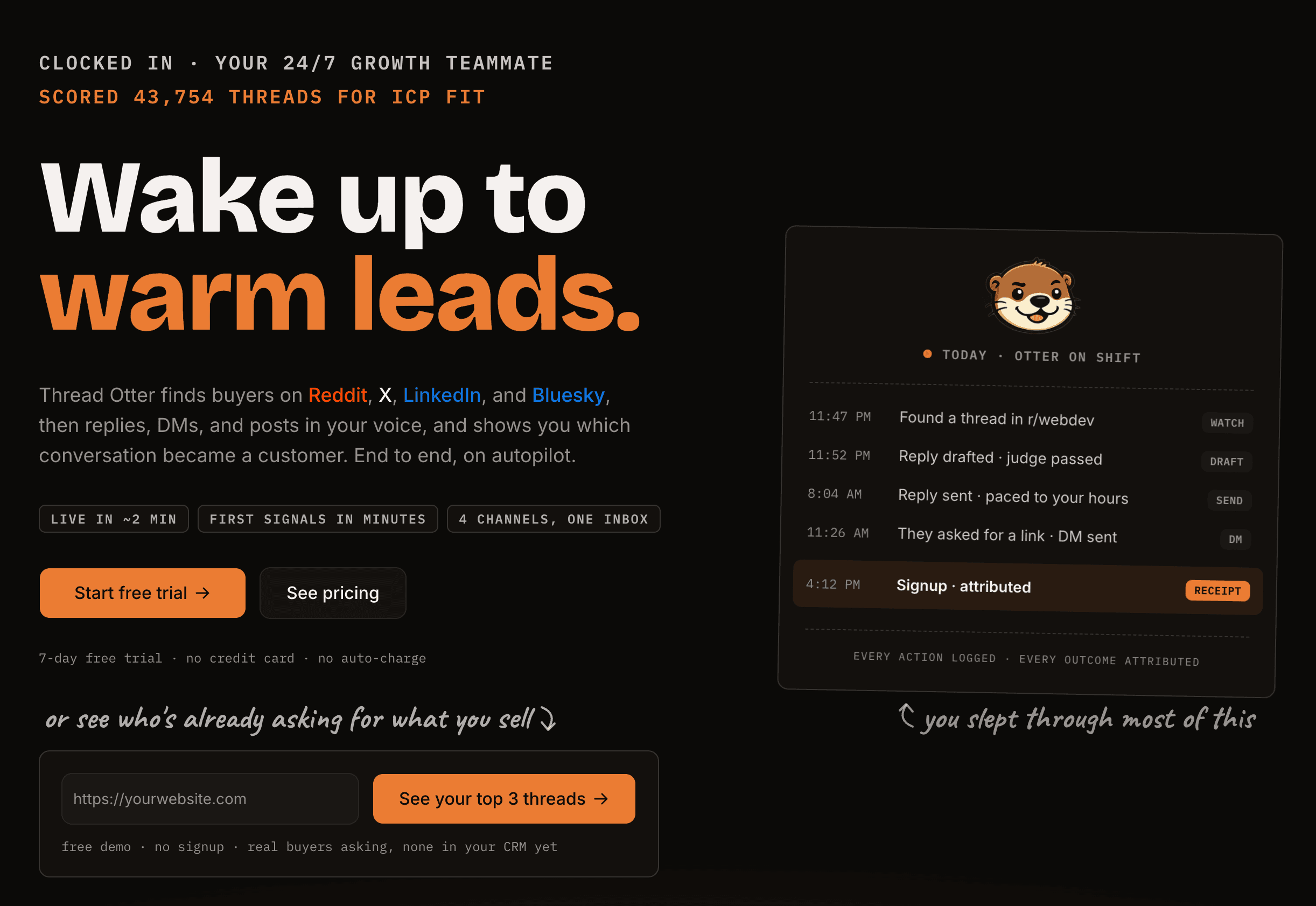 Thread Otter - Your 24/7 growth teammate