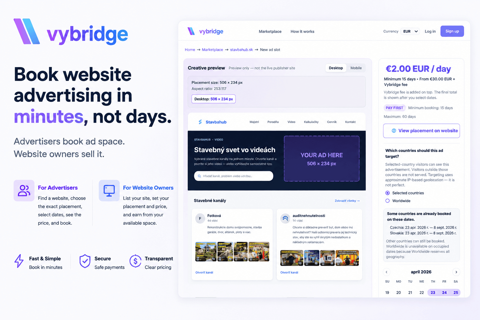 Vybridge - Book website ads in minutes