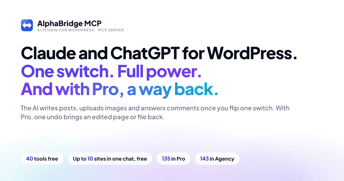 AlphaBridge MCP - Claude & ChatGPT for WordPress