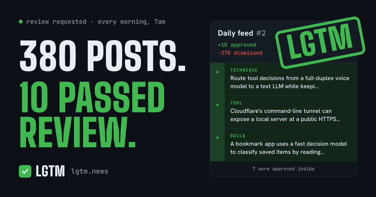 LGTM - We analyze ~900 posts a day. You read ten.