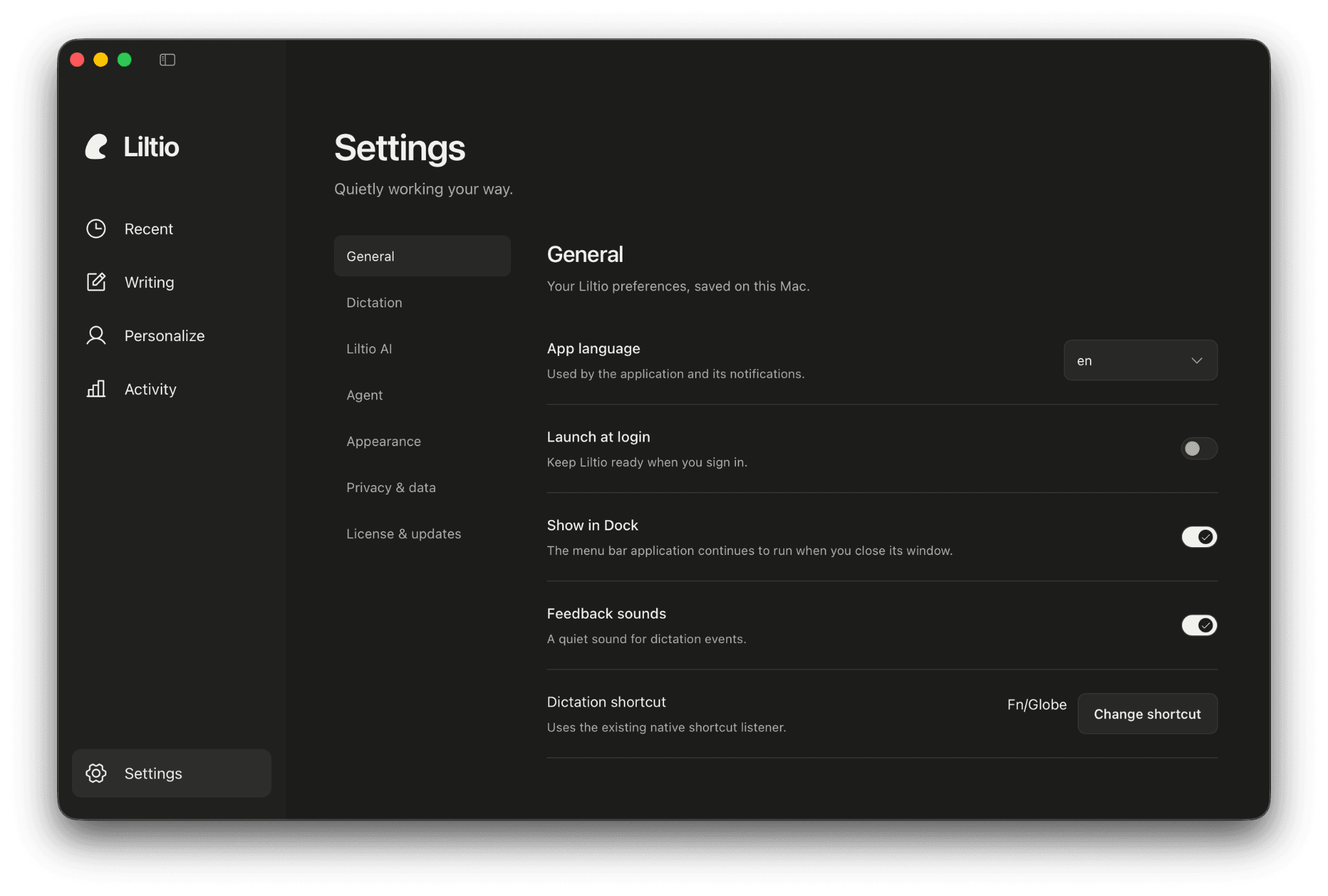 Liltio - Offline dictation for Mac