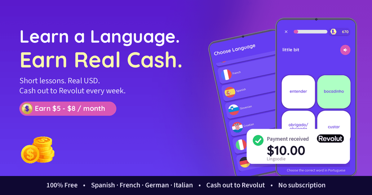 Lingoodie - Learn languages, earn cash