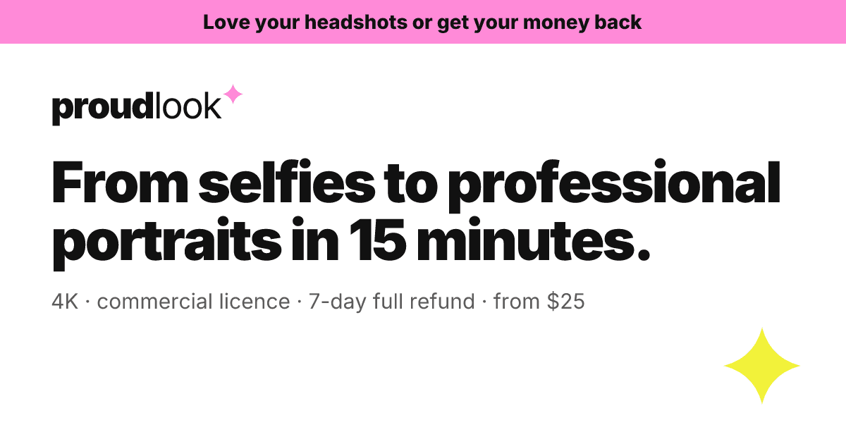 Proud Look - AI headshots: 40% for 1 year