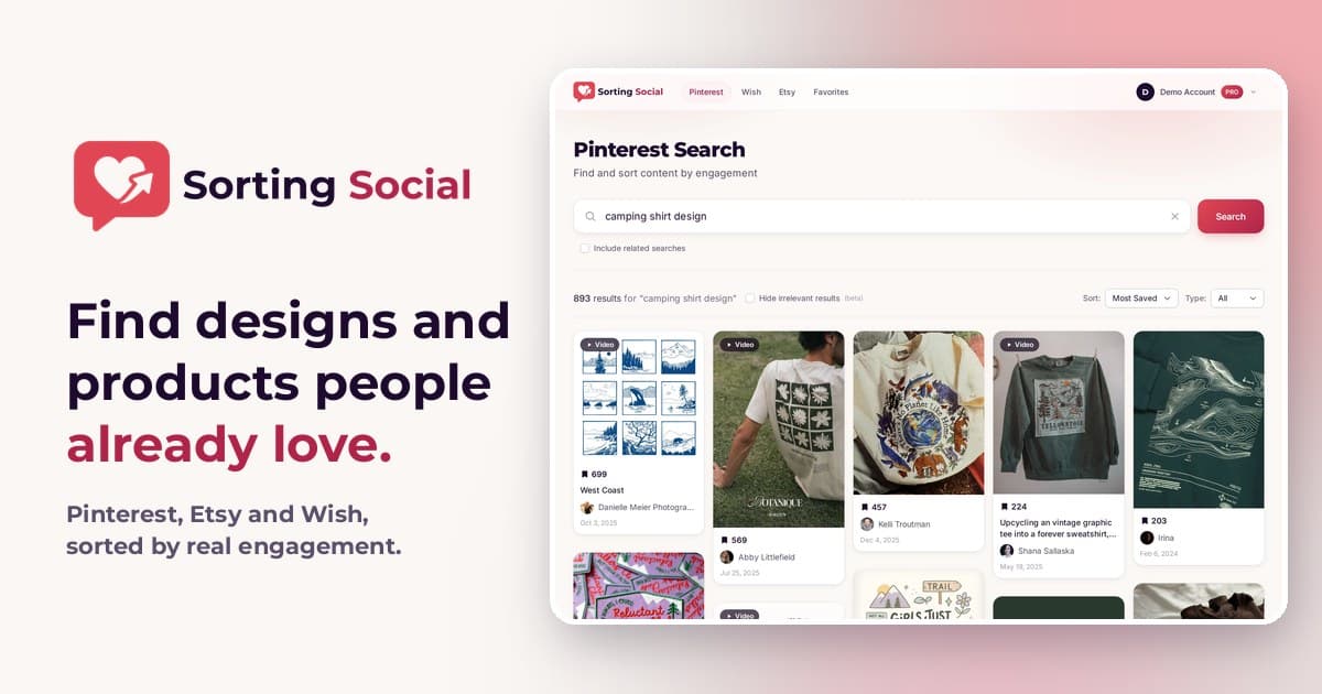 Sorting Social - POD and Etsy product research