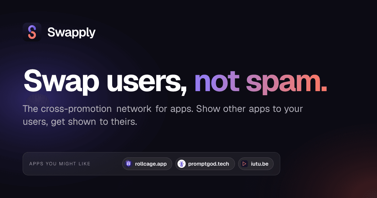 Swapply - Cross-promotion network that swaps app cards between founders