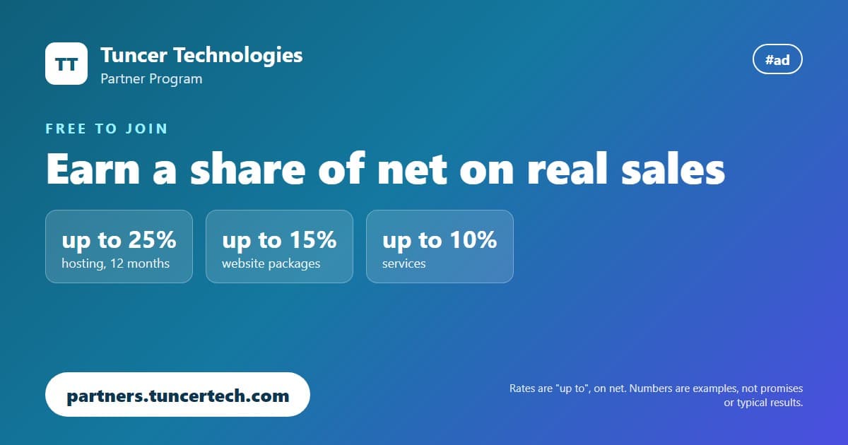 Tuncer Technologies Partner Program - Earn up to 25% of net sales