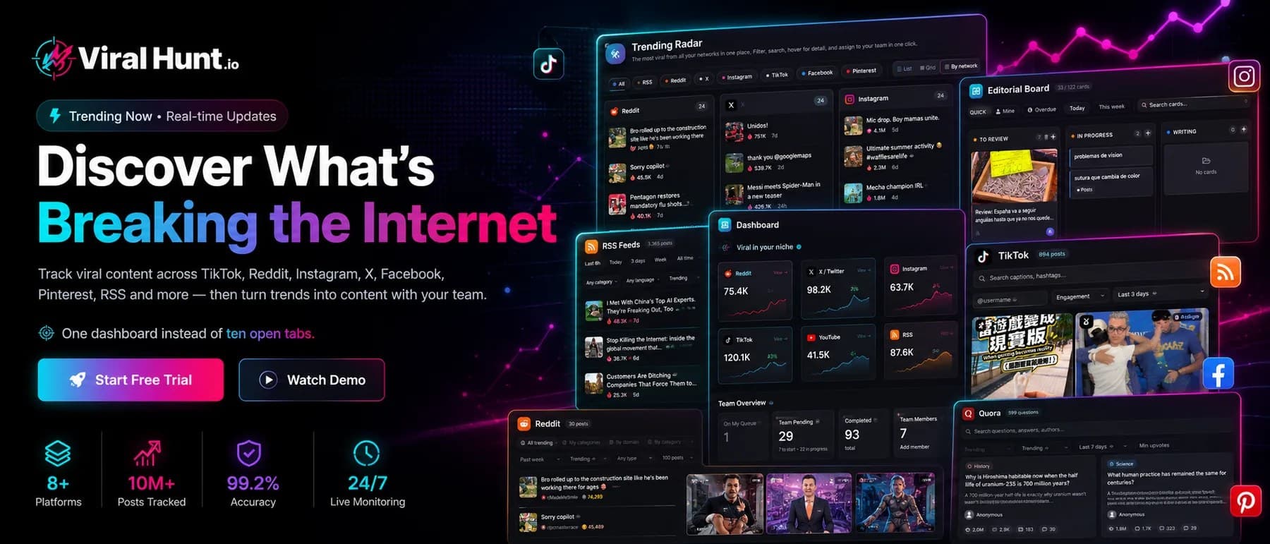 ViralHunt - Finds rising posts and publishes content across 11 networks